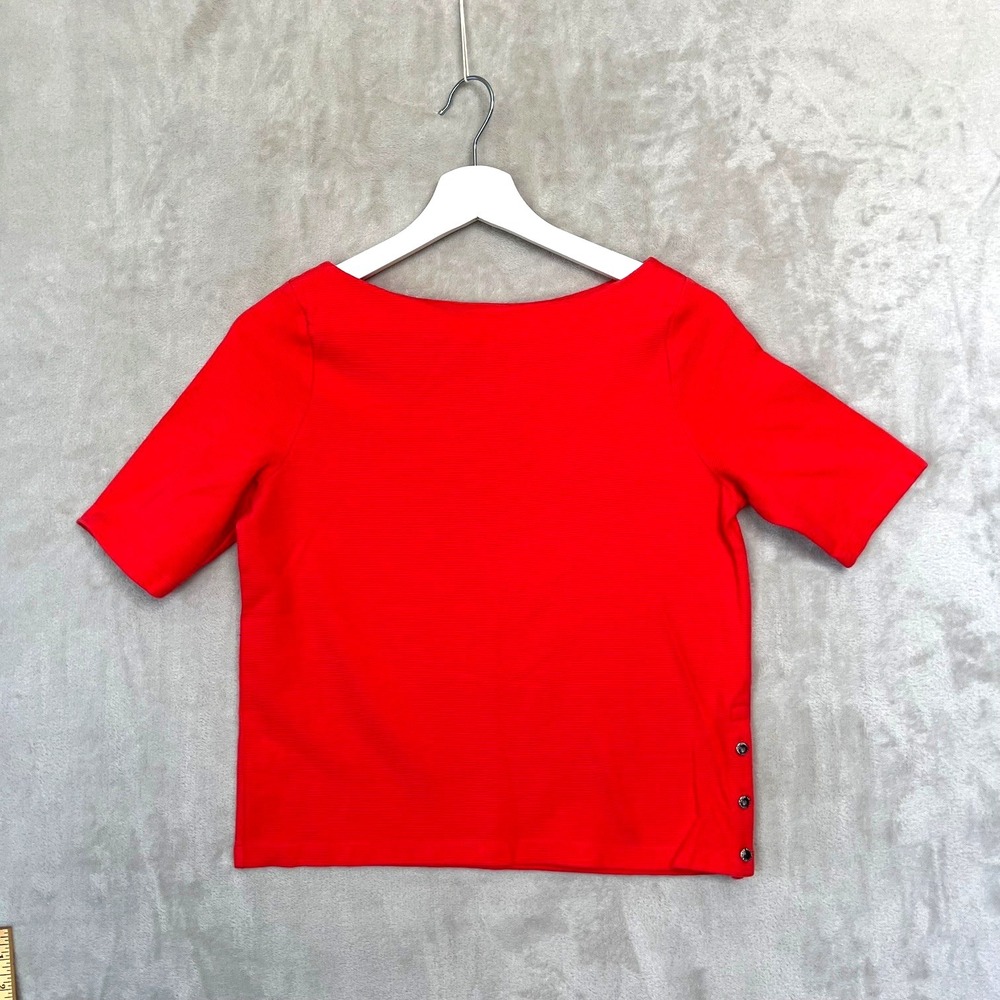 Lauren Ralph Lauren Shirt Sz. S Orange Crop Ribbed Short Sleeve W/ Side Buttons